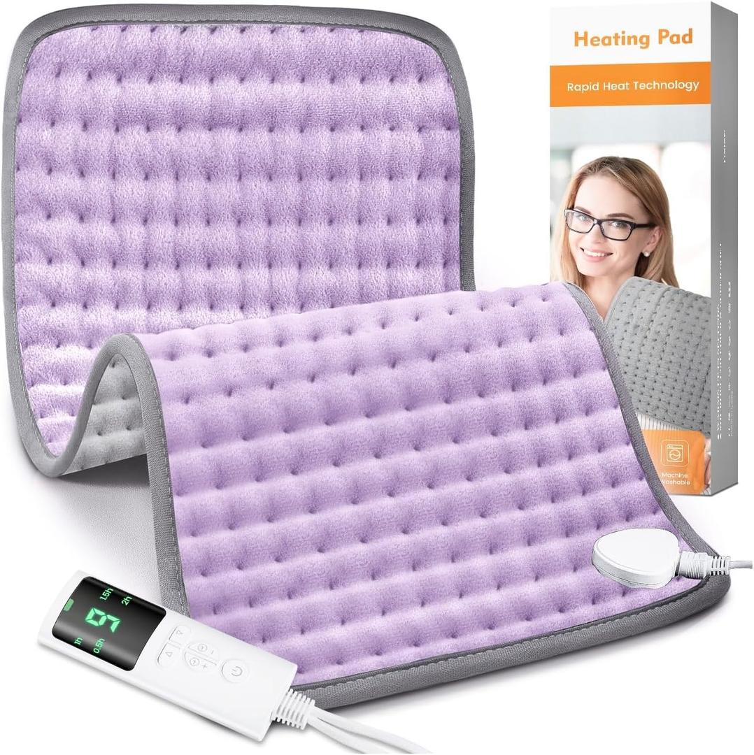 Heating Pad for Back Pain Relief, Heating Pads for Period Cramps with 9 Heat Settings & 4 Timers Auto-off, Machine Washable, Dry & Moist Heat, Soft Electric Heating Pad for Sore Muscles,Gift,12''24''