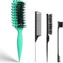 Pack of 3, Evercomb Curl Defining Brush for Curly Hair - Detangling & Styling with Lightweight Ergonomic Nylon Bristles, Enhance Curls, Reduce Frizz/Breakage for Women, (Green Black)