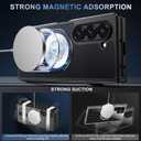 Jonwelsy Case for Samsung Galaxy Z Fold 5, Metal Radiator Design [Compatible with Magsafe] Back Cover with Foldable Stand, Camera Lens Protector Phone Cover for Samsung Galaxy Z Fold 5 (Black)