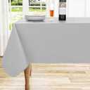 homing Rectangle Vinyl Tablecloth, Waterproof Spillproof Plastic Flannel Backed Table Cloth, Wipe Clean Table Cover for Dining, Buffet Parties and Camping (Light Grey, 60" x 84")