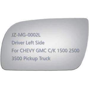JZSUPER Side Mirror Glass fit for Chevy GMC C1500 C2500 C3500 K1500 K2500 K3500 Pickup Truck, Flat Left Driver Side LH, Including Adhesive (Non Towing Mirror Glass) (Non Heated)