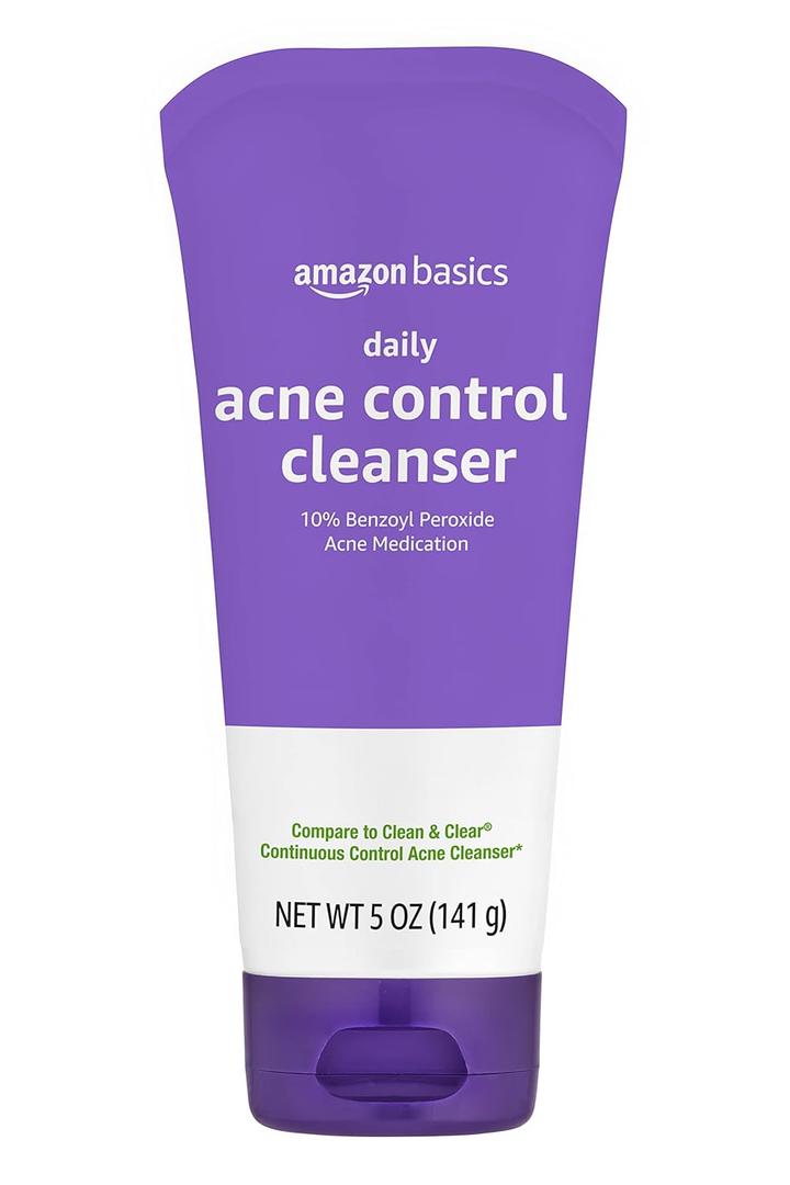 Amazon Basics Acne Treatment Face Wash - Daily Control Cleanser, Maximum Strength 10% Benzoyl Peroxide for Stubborn Breakouts, 5 Ounce