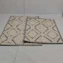 Superior Bath Rug Set, Small Area Rugs for Bathroom, Kitchen Decor, Machine Washable, Non-Slip Bathmat Rugs, High-Low Jacquard Mat, Geometric Accent Rug, Ceton Collection, Set of 2, Medium, Sage