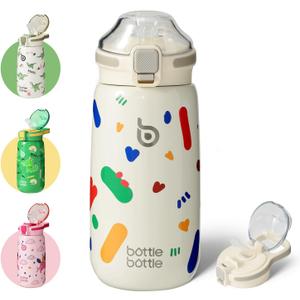 BOTTLE BOTTLE Kids Water Bottle with Straw Lid 16 oz Stainless Steel Reusable Tumbler Water Bottles Kids for School Travel,Gifts for Boys and Girls Rainbow