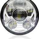 Wisamic 5.75" LED Headlight Motorcycle DOT - Compatible with Harley Davidson Dyna Street Bob Super Wide Glide Low Rider Night Rod Train Softail Sportster Iron 883-Sliver