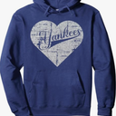 Vintage Heart Yankees I Love Yankees First Name Personalized Pullover Hoodie, Blue, Small