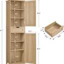 TEENFON 67" H Tall Storage Cabinet with 2 Rattan Doors and 1 Drawer, Narrow Rattan Cabinet with Adjustable Shelves, for Living Room, Entryway, Kitchen, Natural, 11.8"D x 15.7"W x 67.1"H