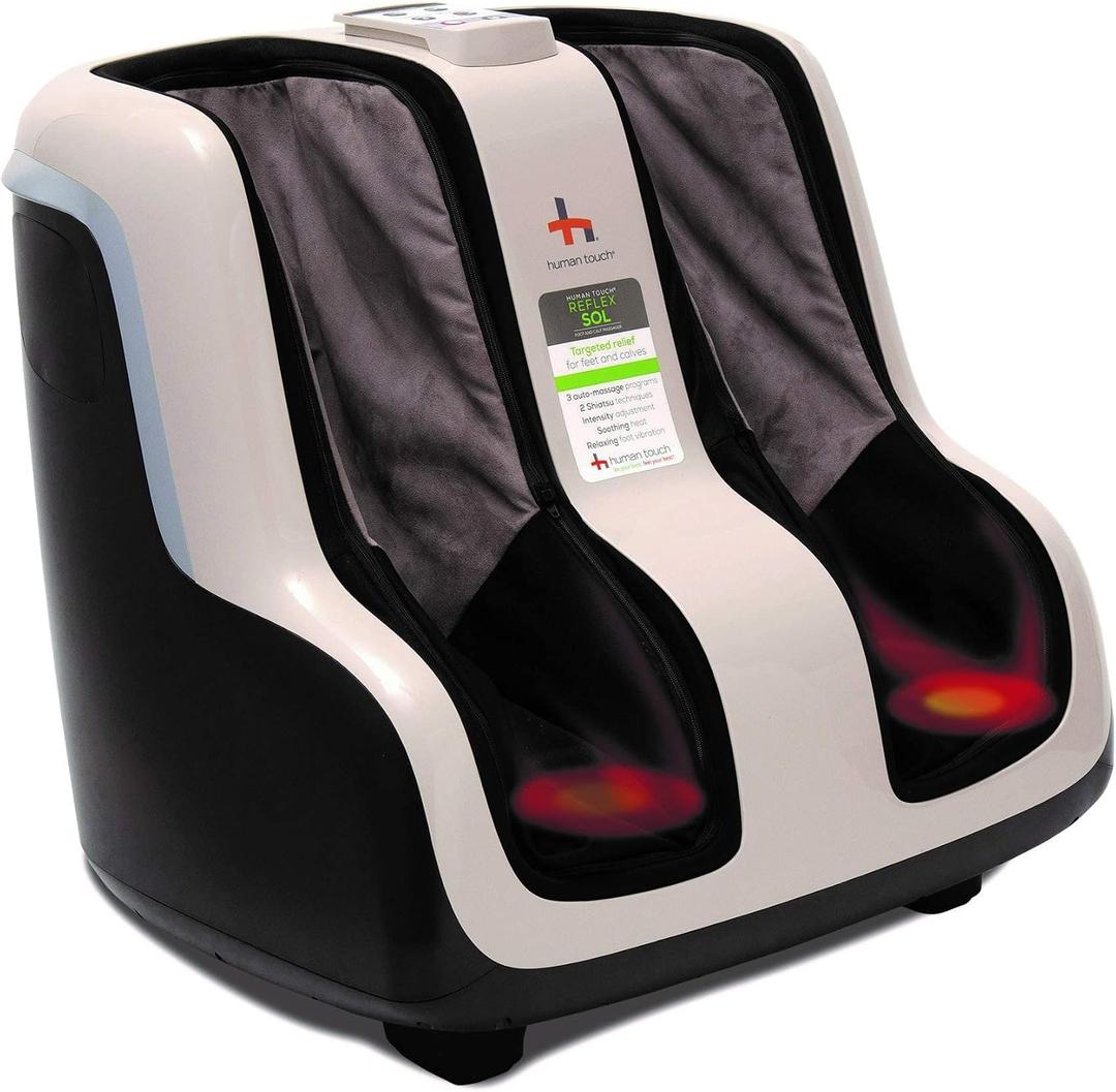 Human Touch Reflex SOL Foot & Calf Massager w/Heat - HSA Approved - Plantar Fasciitis Relief + Circulation + Shiatsu Deep Kneading + Vibrating for Stress - Adjustable for Women & Men up to Size 12