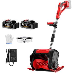 Brushless Cordless Snow Shovel Electric with Sled & Charger, Wireless Red Snow Thrower/Blower/Removal Tool Kit Powered by Lithium Battery x 2