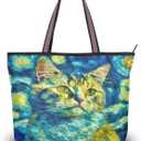 Tote Bag for Women with Zipper,Polyester Tote Purse Holiday Tote Bag Work Handbag Women Gift (Medium, Cat 15)