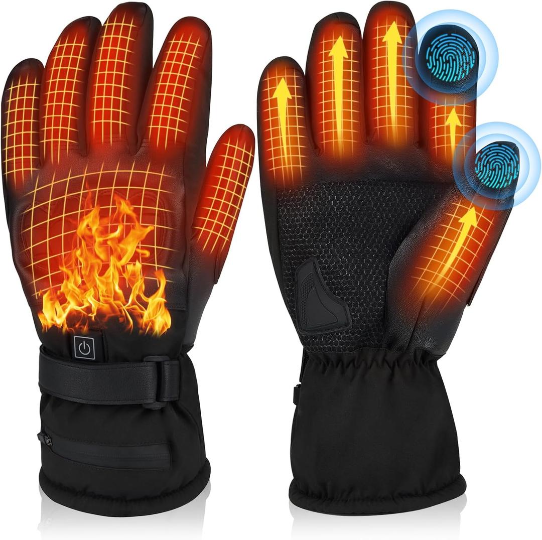 Lightweight Heated Gloves with Ultra-Thin 5000mAh Battery & USB-C Charging - 8Hrs Warmth for Men/Women, Waterproof for Skiing, Hiking, Snowboarding, Shoveling, Hunting, Arthritis Relief, L