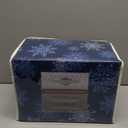 Pointehaven Flannel Deep Pocket Set with Oversized Flat Sheet, California King, Snow Flakes Navy