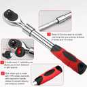 3/8" Drive Ratchet Retractable Socket Wrench,72-Tooth Extendable Ratchet Wrench,With Quick Release Locking,Soft-Grip with Reversible Switch