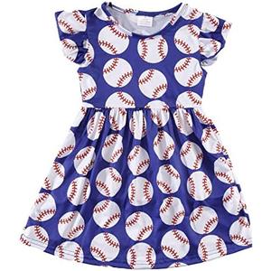 VUMUZU Toddler Girls Twirl Sping Summer Dress Flutter Sleeve Casual Pattern Dresses Summer Apparel, Size 3XL