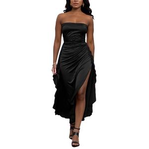 TDiooCor Women Off Shoulder Sleeveless Maxi Long Evening Dress Black (S)
