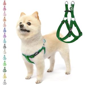 PUPTECK No Pull Dog Harness Soft Adjustable Basic Nylon Step in Puppy Vest Outdoor Walking with ID Tag, Blackish Green, XS