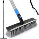 KeFanta Deck Brush with Long Handle, 2 in 1 Floor Scrub Brush for Cleaning, 56" Stiff Bristle Outdoor Scrubber Brush for Patio Concrete Boat Garage Bathroom Kitchen Wall Shower