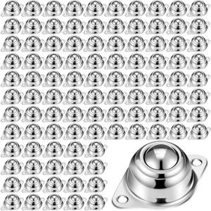Blulu 100 Pcs 5/8" Roller Ball Transfer Bearings Carbon Steel Round Ball Bearing Rollers Casters for Conveyor Roller Stand Transmission System Furniture Load Capacity 55 lbs