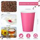 Patelai 48 Pcs 12 oz Disposable Coffee Cups with Lids and Sleeves Bulk, Insulated Hot Chocolate Paper Cup for Hot and Cold Beverage Water Juice Cocoa Tea Party Restaurants Travel Supplies (Dark Pink)