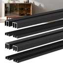 4 Sets 4FT Aluminum Sliding Door Track for 1/8" Thick Panels Closet Glass Doors Pet Cabinet Door Hardware Window Sliding Track System (Black)