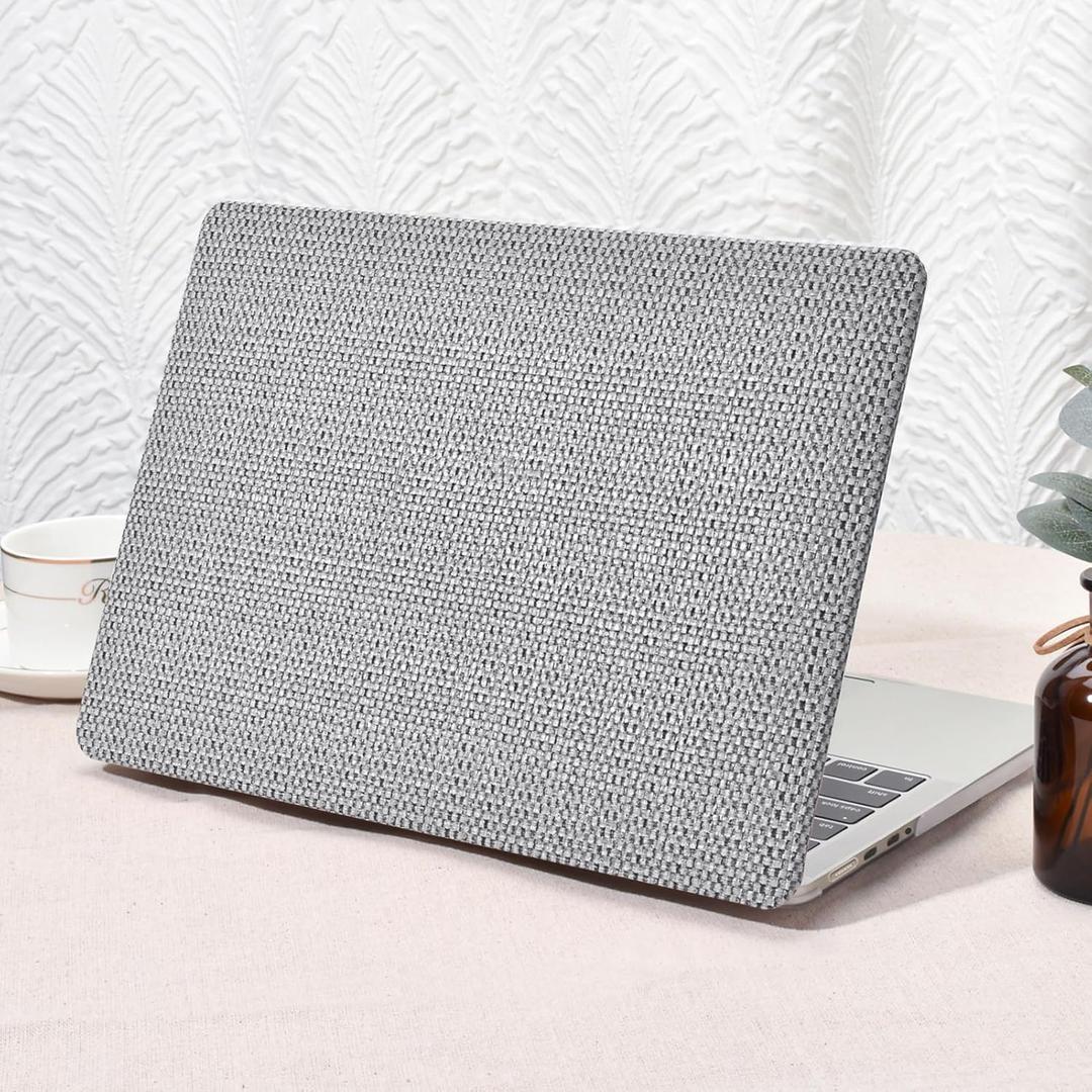 Seorsok Compatible for MacBook Pro 14 inch Case 2024-2021 M4 M3 Pro/Max A3112 A3185 A3401 A2918 A2992 M2 A2779 M1 A2442,Elegant Plastic Hard Shell Case Transparent Keyboard Cover,Beige Woven Fabric