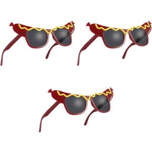 3pcs Funny Hot Dog Eyeglasses, Dance Party Makeup Glasses for Masquerade, 7. 08 X 2. 75 X 3. 54 Inch