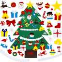 DIY Felt Christmas Tree with 37 Pcs Ornaments, 3.2Ft Felt Xmas Tree for Montessori Indoor Christmas Door Wall Windows Hanging Party Supplies New Year Decorations