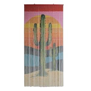 Vietbud Décor Cactus Bamboo Beaded Curtains for Doorways, Decorative Room Divider, Natural Vietnamese Craft, Indoor Hanging Bamboo Blinds, Sturdy Hook, Easy to Clean, 35.43 x 78.74 Inches