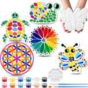 6 Pack Paint Your Own Plaster Stones - Kids Winter Christmas Arts and Crafts Garden Handprint Stepping Stone Painting Kit DIY Ceramic Craft Pottery Outdoor Painting Gifts for Kids Ages 4-12