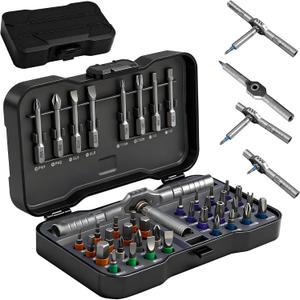 42 in 1 Magnetic Screwdriver Set, DIY Ratchet Screwdriver Set, Multi-Bit Magnetic Drive Set with Detachable Ratchet Handle, Portable Gray Repair Tool Kit for Bicycles, Bicycles, Computers as Gifts