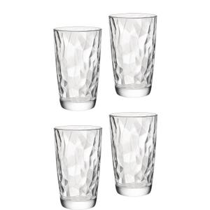 Bormioli Rocco Diamond Cooler Glasses, Clear, 16 oz, Set of 4