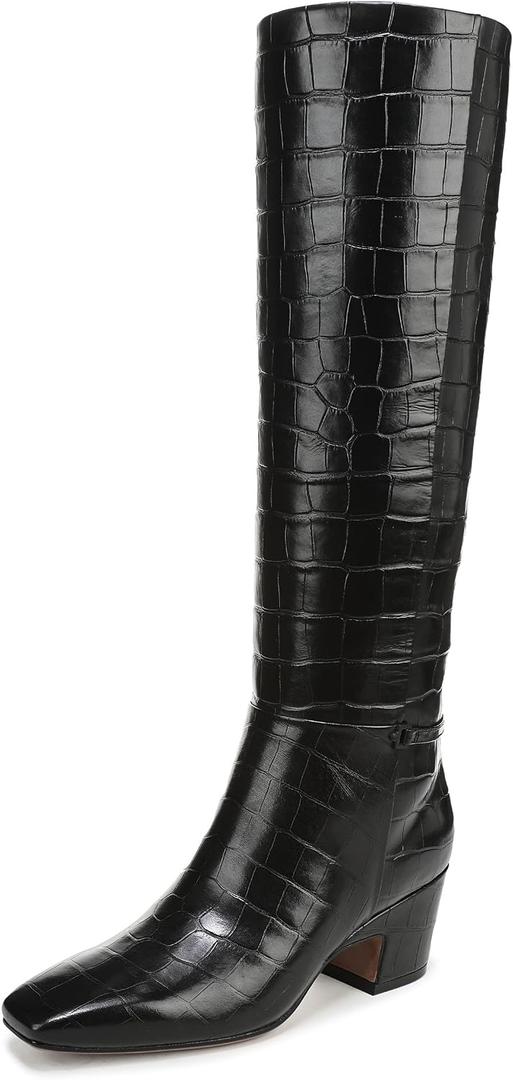 Franco Sarto Women's Sorelina Fashion Boot Black Croc Print Leather 8 M