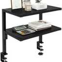 IBUYKE Clamp on Desk Organizer Shelf,12.9 inches Desk Extender Shelves, Above or Below Desk 2-Tier Adjustable Storage Shelves for Desktop Accessories,Black,TMZ007B