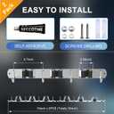 ZONGOOL 2 Pack 3 Racks and 4 Hooks Mop and Broom Holder Wall Mount, Heavy Duty Broom Hanger Organizer Storage Tool Racks Stainless Steel Self Adhesive Wall Hanger for Kitchen Garden Laundry Garage (Silver)