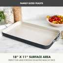 GreenPan 18" x 11" Ceramic Nonstick Double Burner Griddle Pan, Black