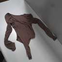 SUUKSESS Women Backless Y2k Long Sleeve Bodysuit Double Lined Open Back Sexy Basic Top, Small