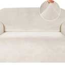 Turquoize Loveseat Covers Stretch Love Seat Couch Covers for 2 Cushion Couch Velvet Furniture Covers for Sofa and Loveseat with Elastic Bottom Crafted from Soft Velvet Fabric (Loveseat, Ivory)