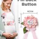 Baby Shower Sash Decorations Mom to Be Corsage Gift Dad to Be Pin 3Pack Set Flower Belt for Maternity Dress - Gender Reveal Pregnancy Photo Props