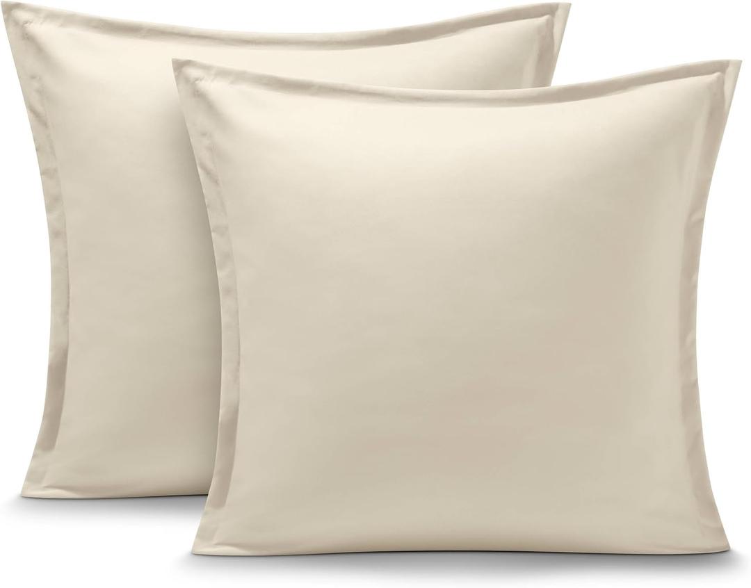 Bare Home Euro Pillow Sham Covers - Set of 2 - Premium 1800 Ultra-Soft Microfiber - Double Brushed - Bed Pillow Shams - Pillows Not Included (Set of 2, Sand)