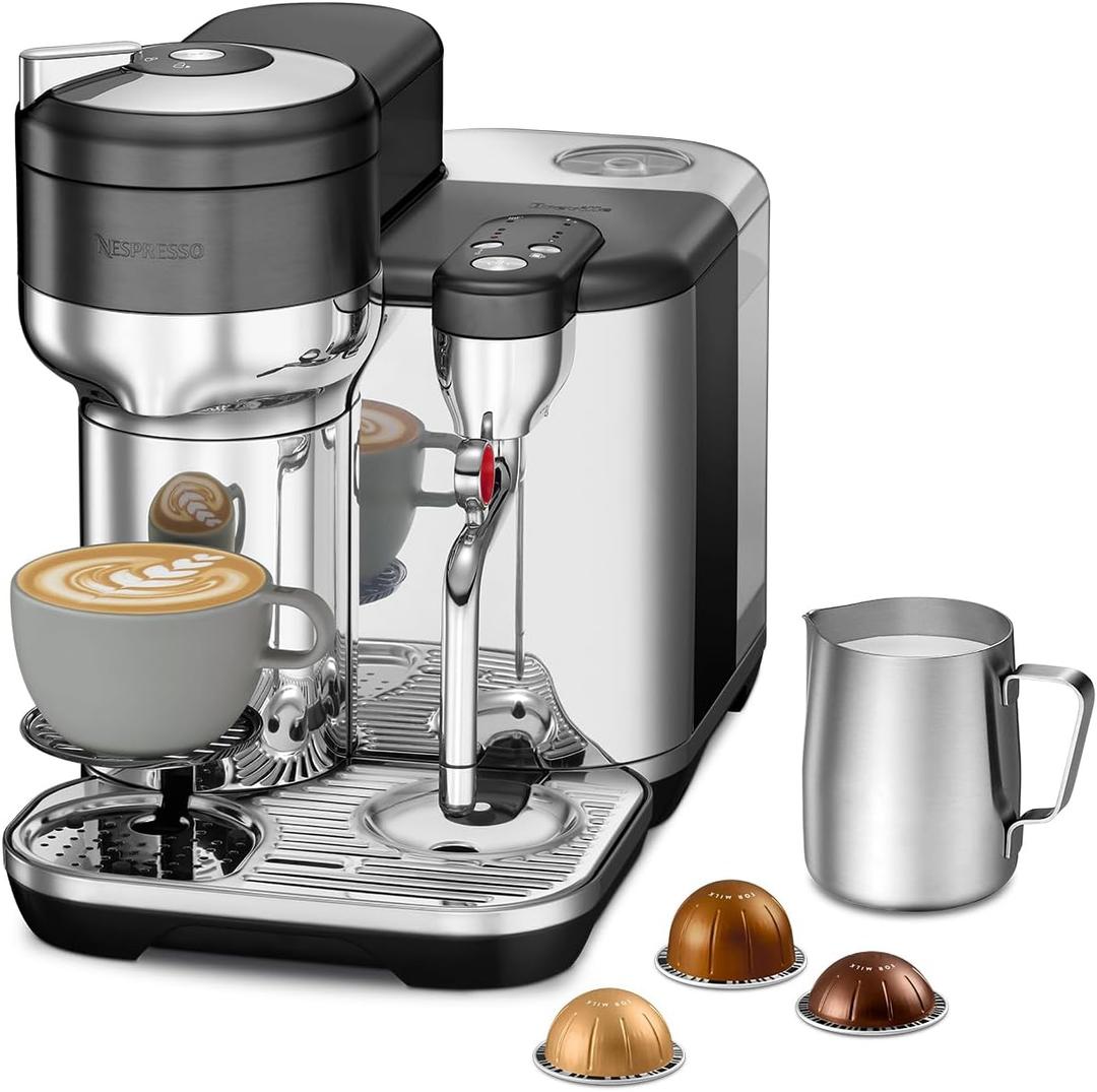 Nespresso Vertuo Creatista Coffee & Espresso Maker by Breville Black Truffle Colored Coffee Machine with Barista Steam Wand for Latte Art, Ane Touch Brewing And 30 Second Heat-up.