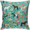NBFKDO Horse Multi Coat Floral Horses Daily Decorations Sofa Throw Pillow Case Cushion Covers Zippered Pillowcase 4545