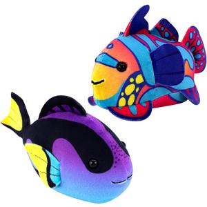 4 x zhuzhu (Mandarin + Blue Tang Fish 2-Pack C | Stuffed Animals with Motor Inside | Robotic Fish Toys Suitable for Ocean Party Favors | Batteries Required