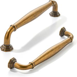 khtumeware 10 Pack 4 Inch(102mm) Antique Brass Cabinet Pulls Vintage Cabinet Handles Heavy Duty Solid Cabinet Hardware for Cupboard Drawer Pulls Dresser Handle