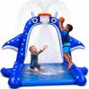 Sprinkler Splash Pad for Kids: Manta Ray Sprinkler with Basketball Hoop, Inflatable Water Play Mat, Outdoor Water Toys for Backyard Summer Play, for Toddlers and Kids Ages 1-3, 4-8, 8-12