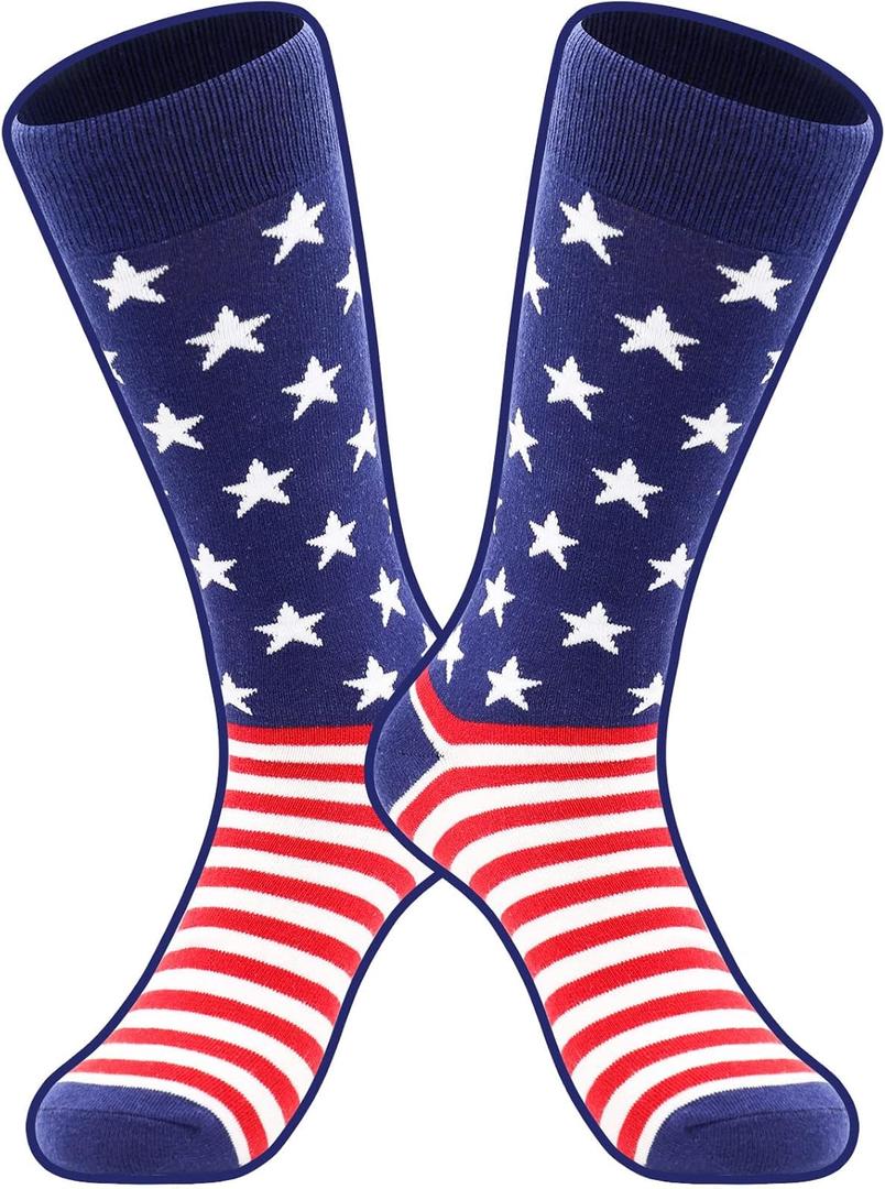 2 x BISOUSOX American Flag Socks Mens Dress Socks 9-12 Funny Crazy Novelty Business Wedding Crew Groomsman President Sock