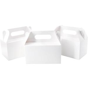 LOKQING 7x3.85x3.85 Inches Party Favor Boxes White Treat Boxes Gable Boxes Paper Gift Boxes for Baby Showers Birthday Party Wedding (25 Pack)