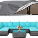 AKEfit Patio Furniture Covers, 500D Heavy Duty Waterproof for Outdoor Square and Rectangle Patio Table and Chair Covers,Grey -126"L x 63"W x 28"H