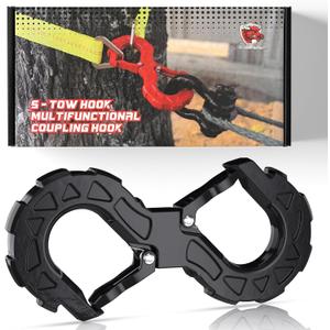 3/8 Tow Hook, Winch Hook for Off-Road Recovery, Towing Shackle 33000 Lbs, G80 Heavy Duty Strength Integrated Winch Quick Shackle, Black