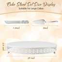 Wenqik White Metal Cake Stand 20 Inch with Cutting & Spatula