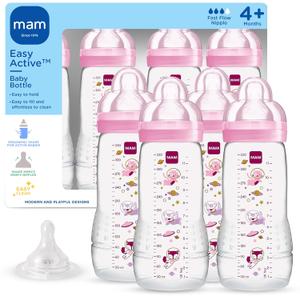 MAM 11oz Active Natural Flow Active Anti-Colic Baby Bottle, 4+ Mths, 4 Pack
